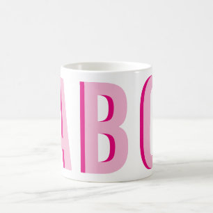 Caneca De Café Monograma de 3 Letras Cor-de-Rosa Empilhado em Neg