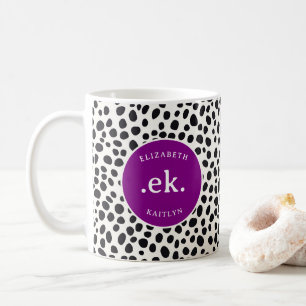 Caneca De Café Monograma de Abstrato de Púrpura de Cachorro Dalmá