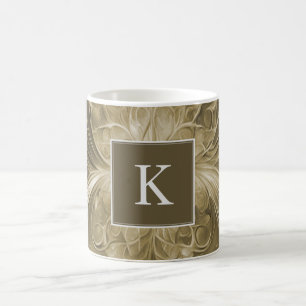 Caneca De Café Monograma de Abstrato Dourado