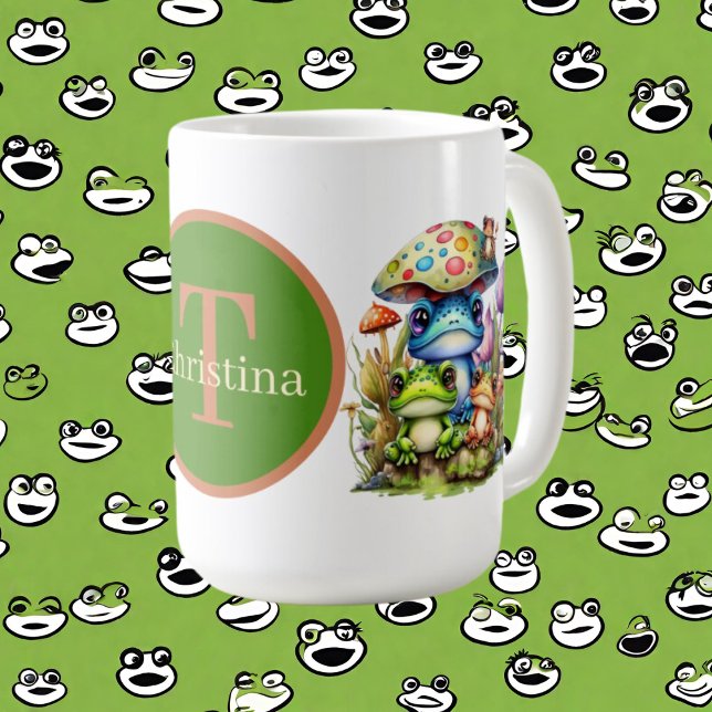 Caneca De Café monograma de adição de sapo (Criador carregado)