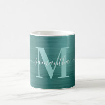 Monograma de Assinatura Metálico Aqua Teal
