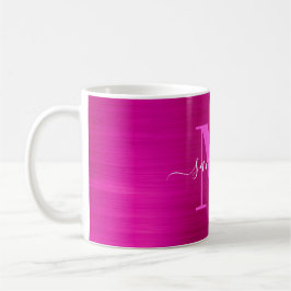 Caneca De Café Monograma de Assinatura Metálico Quente-Rosa