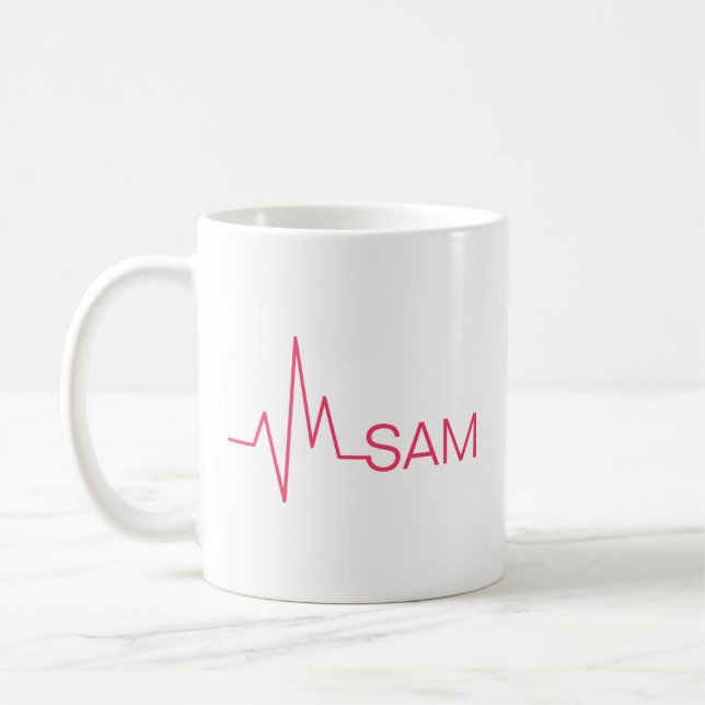 Caneca De Café Monograma de batimento cardíaco para médicos e enf (Esquerda)