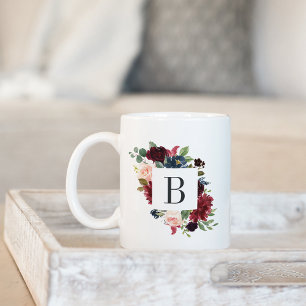 Caneca De Café Monograma de Bloom Radiante