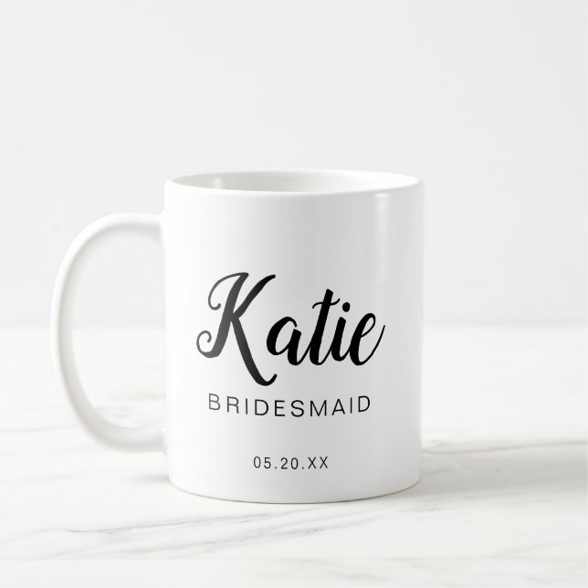 Caneca De Café Monograma de Bridesmaid Moderno e Mínimo (Esquerda)