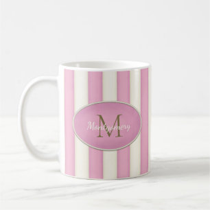 Caneca De Café Monograma de Bronze em Estrias Bronze Rosa e Antig