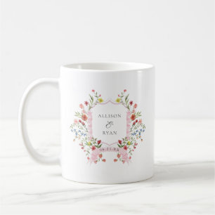 Caneca De Café Monograma de Casamento de Jardim Whimsical