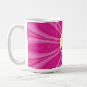 Caneca De Café Monograma de Círculo Amarelo com Explosão Solar Br