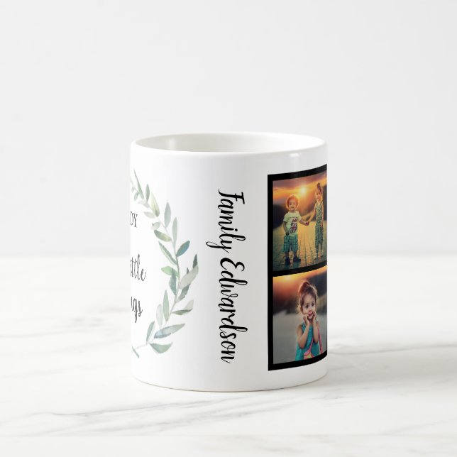 Caneca De Café Monograma de colagem de fotos da família desfruta  (Centro)