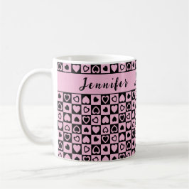 Caneca De Café Monograma de Coração Rosa