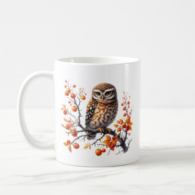 Caneca De Café Monograma de coruja divertida de outono sazonal (Esquerda)