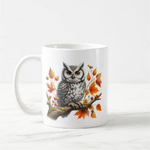Caneca De Café Monograma de coruja divertida de outono sazonal
