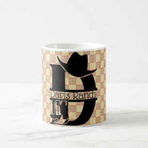 Caneca De Café Monograma de Cowboy 'D' Dividido