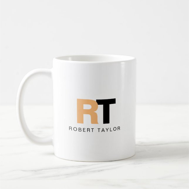 Caneca De Café Monograma de dois tons personalizados (Esquerda)