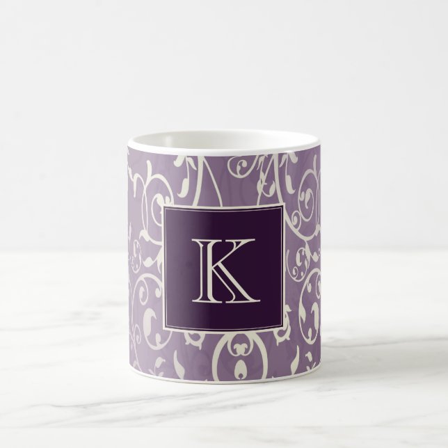 Caneca De Café Monograma de Elegância Roxa (Centro)