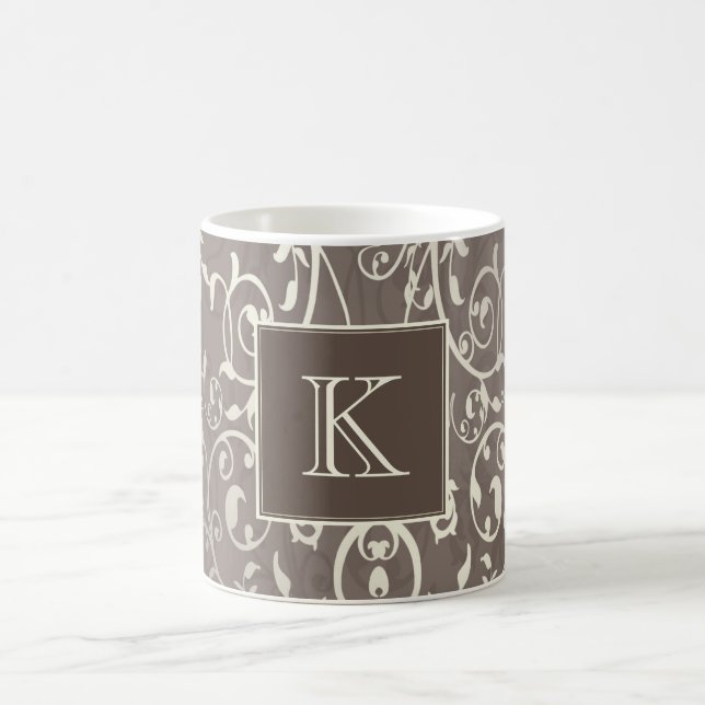 Caneca De Café Monograma de Elegante Castanho (Centro)