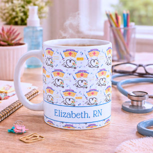 Caneca De Café Monograma de Enfermeira Caprichosa