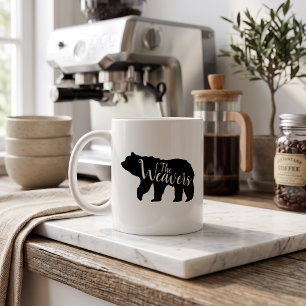 Caneca De Café Monograma de Família de Urso Rústico