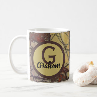 Caneca De Café Monograma de Família Padrão de Mármore Amarelo Ini
