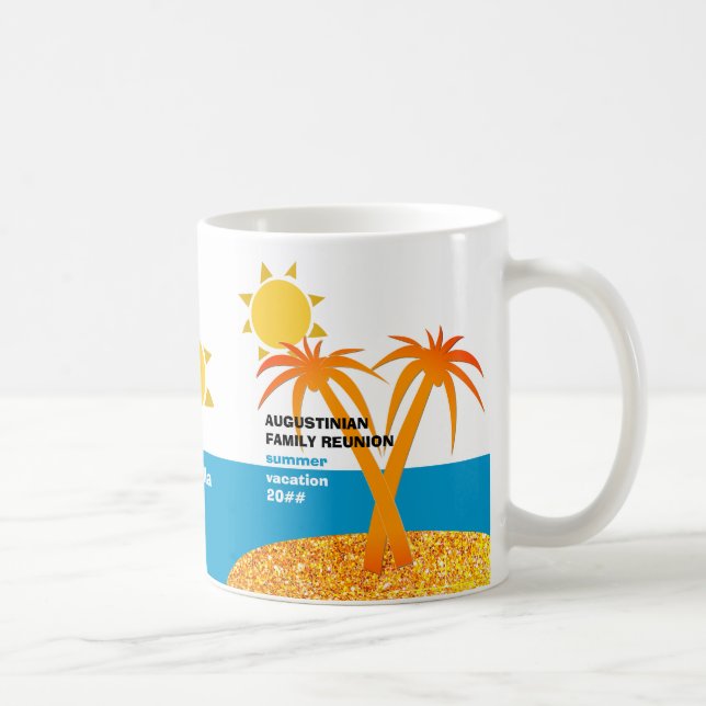 Caneca De Café Monograma de Férias de Verão de Reunião Familiar (Direita)