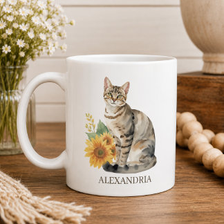 Caneca De Café Monograma de Gato Listrado