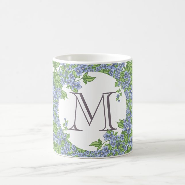 Caneca De Café Monograma de Grinalda Floral (Centro)