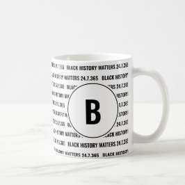 Caneca De Café Monograma de Histórico Preto Personalizado