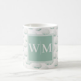 Caneca De Café Monograma de Hortênsia Azul Elegante