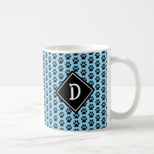 Caneca De Café Monograma de Impressão de Pata Mágica sem Costura