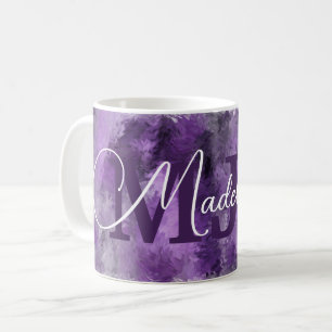 Caneca De Café Monograma de Impressões Roxo com Nome