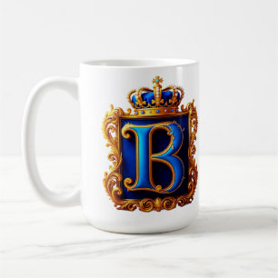 Caneca De Café Monograma de Letra B Azul Real
