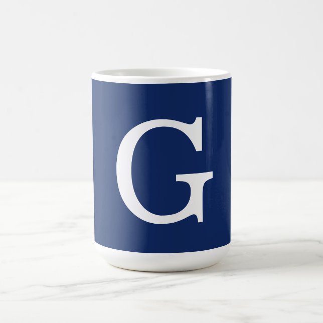 Caneca De Café Monograma de Letra Inicial Azul Branco Simples (Centro)