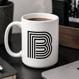 Caneca De Café Monograma de Letra Inicial Minimalista Moderna Pre