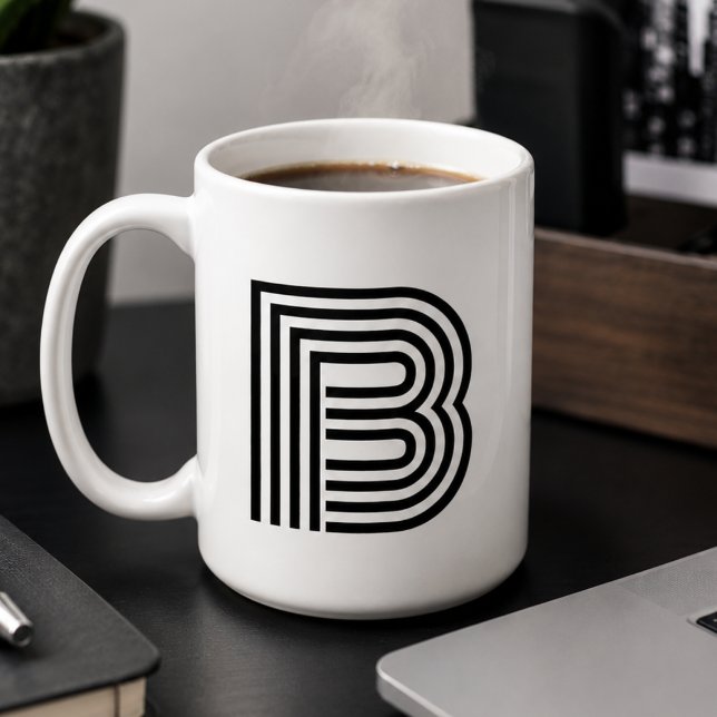 Caneca De Café Monograma de Letra Inicial Minimalista Moderna Pre (Criador carregado)