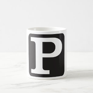 Caneca De Café Monograma de Letra Maiúscula P Negrito
