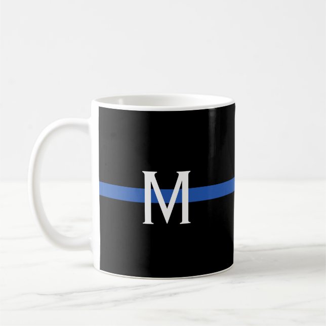 Caneca De Café Monograma de Linha Azul Fino da Polícia (Esquerda)
