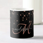 Caneca De Café Monograma de luxo elegante com brilho Dourado Glit<br><div class="desc">Crie sua própria caneca de café esparsa de diamante preto e rosa personalizada com seu monograma e nome personalizados.</div>