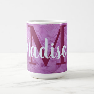 Caneca De Café Monograma de Mármore Personalizado Roxo Personali