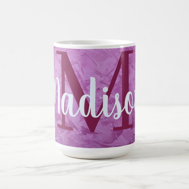 Caneca De Café Monograma de Mármore Personalizado Roxo Personaliz (Centro)