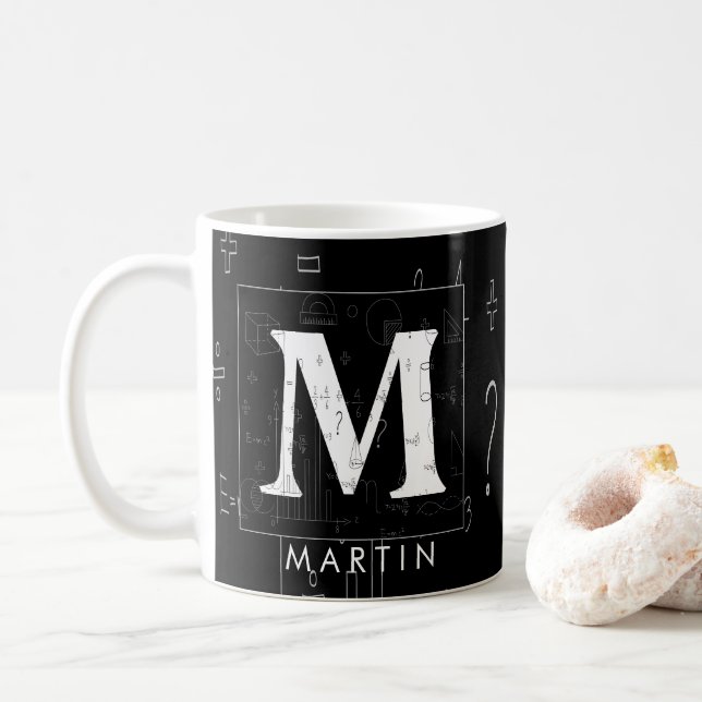 Caneca De Café Monograma de Matemática - Letra M (Com Donut)