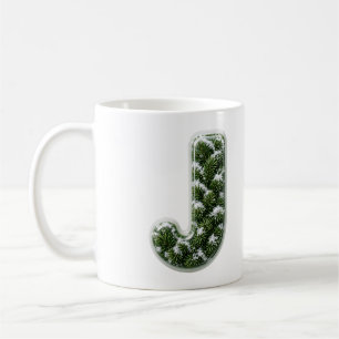 Caneca De Café Monograma de Natal da letra J Pinheiro Nevada