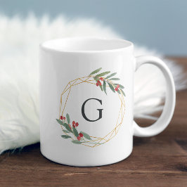 Caneca De Café Monograma de Natal Gemstone