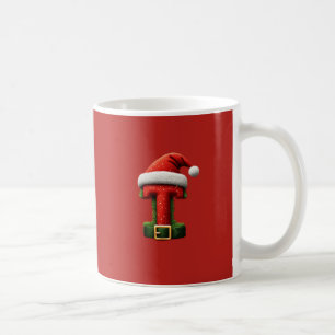 Caneca De Café Monograma de Natal T com Chapéu de Papai Noel Pres