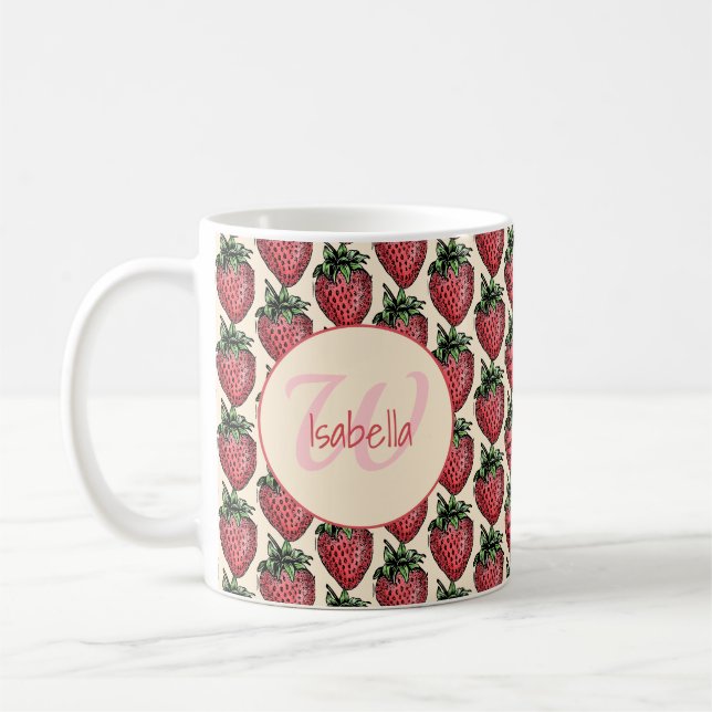 Caneca De Café Monograma de Nome com Padrão de Aglomerado de Mora (Esquerda)