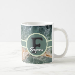 Caneca De Café Monograma de Nome de Família Inicial de Pedra Prec