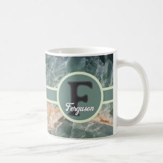 Caneca De Café Monograma de Nome de Família Inicial de Pedra Prec