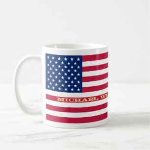 Caneca De Café Monograma de Nome Personalizado da América Patri