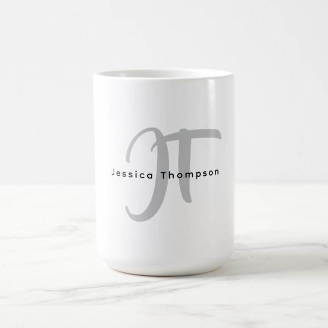 Caneca De Café Monograma de Nome Profissional Simples Elegante Mo (Centro)