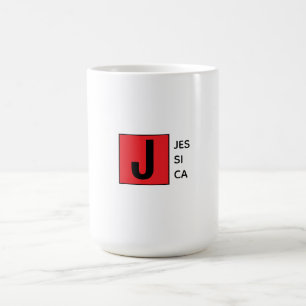 Caneca De Café Monograma de Nome Profissional Simples Elegante Mo