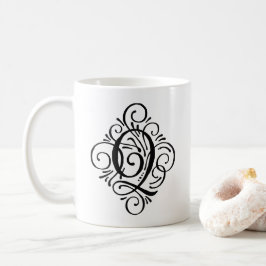 Caneca De Café Monograma de Ornamento Personalizado com Swash